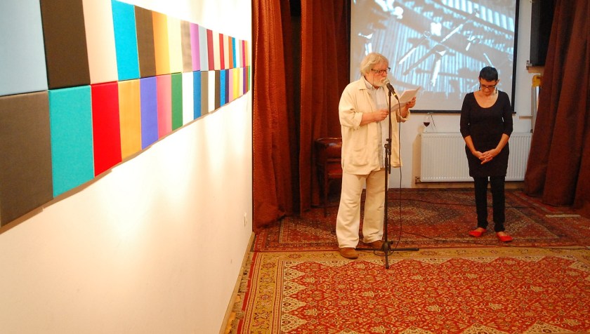 Nagy Bernadette Nyitott Műhely-beli kiállításának megnyitóján, 2013 májusában